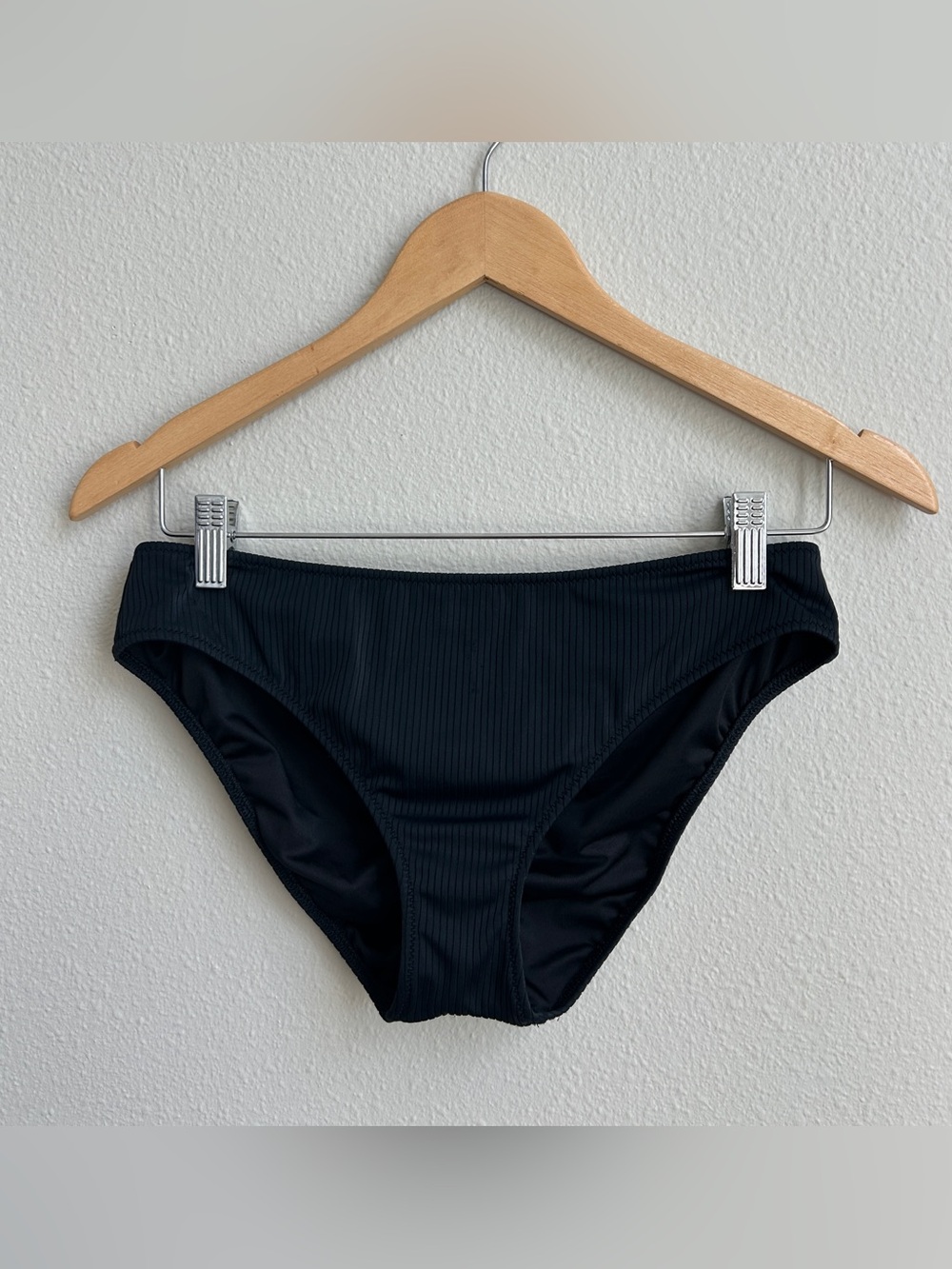 Shade & Shore Black Ribbed Bikini Bottom - Women Swim
